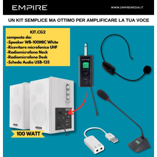 EMPIRE KIT CASSE 100W 2 RADIOMICROFONI  SCHEDA AUDIO USB